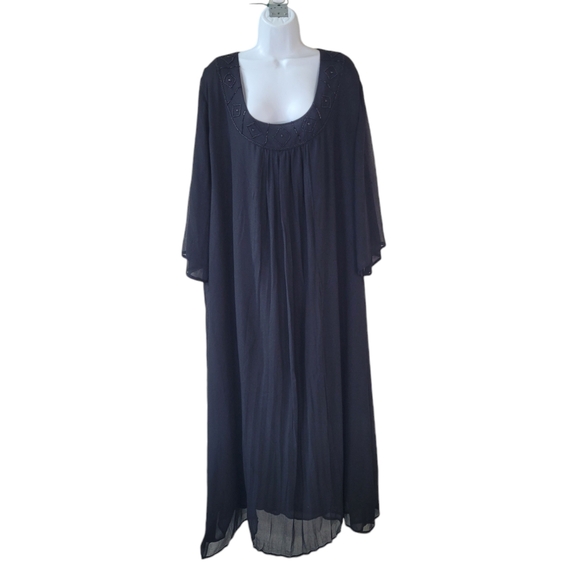 ULLA POPKEN Black A-Line Beaded Maxi Dress Size 32/34 - Picture 1 of 15